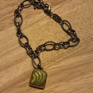 James Avery 925 Silver -Oval Twist 8" Bracelet & Avocado Toast Bronze Charm